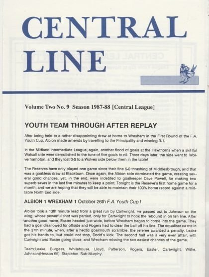 West Bromwich Albion Reserves v Preston North End Reserves 11-Nov-1987