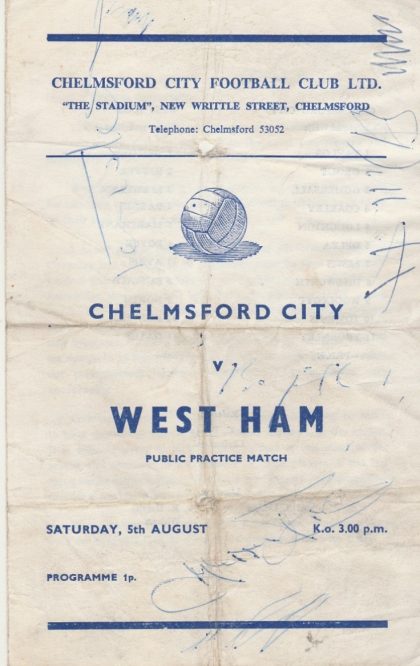 Chelmsford City v West Ham United 05-Aug-1972