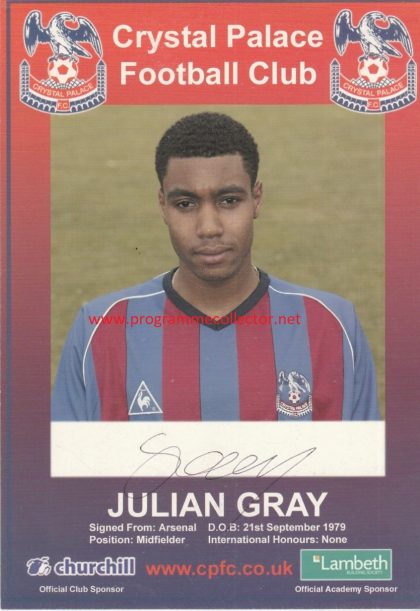 Julian Gray signed photocard