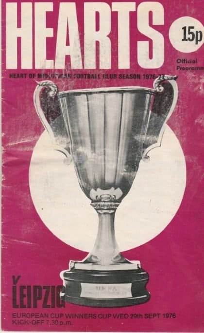 Heart of Midlothian v Lokomotive Leipzig 29-Sep-1976