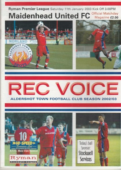 Aldershot Town v Maidenhead United  11-Jan-2003