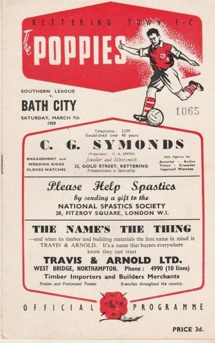 Kettering Town v Bath City  07-Mar-1959