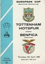 Tottenham Hotspur v Benfica 05-Apr-1962