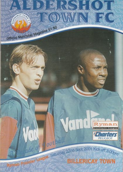 Aldershot Town v Billericay Town  22-Sep-2001