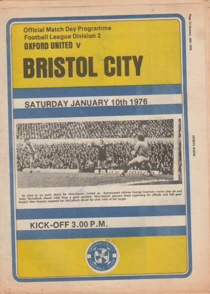 Oxford United v Bristol City  10-Jan-1976