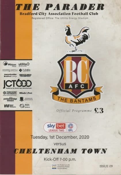 Bradford City v Cheltenham Town  01-Dec-2020