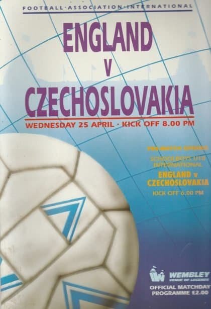 England v Czechoslovakia   25-Apr-1990