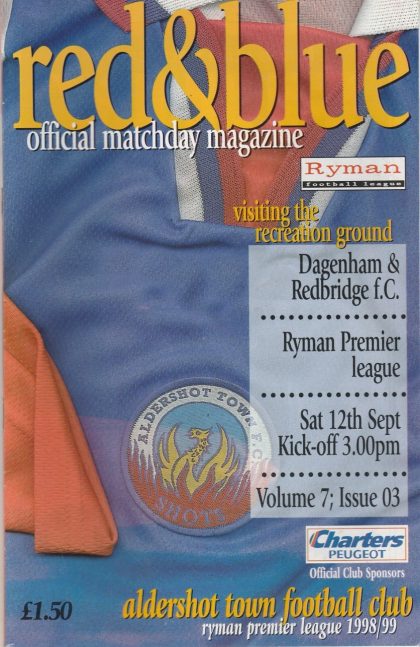 Aldershot Town v Dagenham & Redbridge  12-Sep-1998