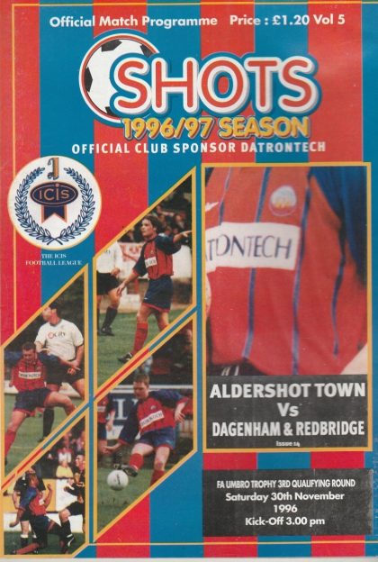 Aldershot Town v Dagenham & Redbridge   30-Nov-1996