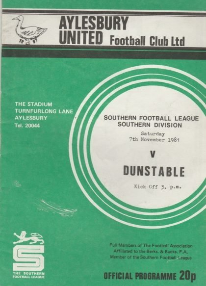 Aylesbury United v Dunstable  07-Nov-1981
