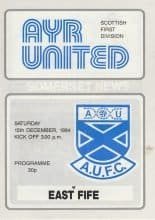 Ayr United v East Fife  15-Dec-1984