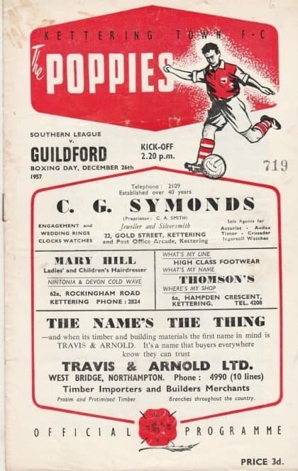 Kettering Town v Guildford City  26-Dec-1957