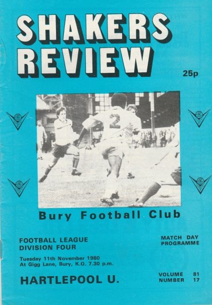 Bury v Hartlepool United  11-Nov-1980