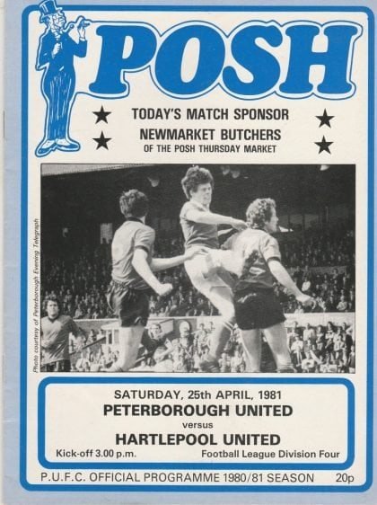 Peterborough United v Hartlepool United  25-Apr-1981