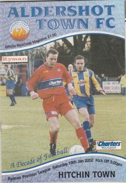 Aldershot Town v Hitchin Town  19-Jan-2002