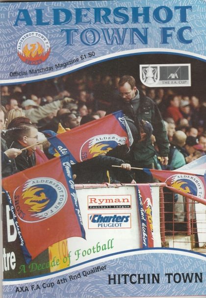 Aldershot Town v Hitchin Town  27-Oct-2001
