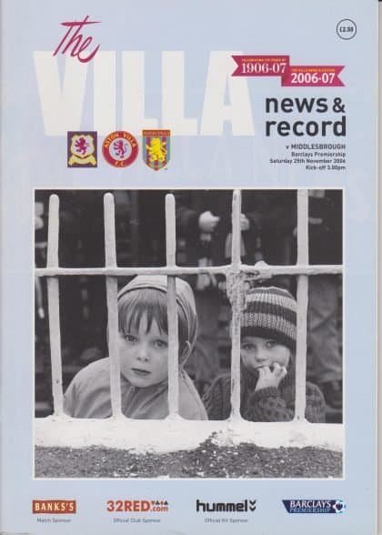 Aston Villa v Middlesbrough  25-Nov-2006