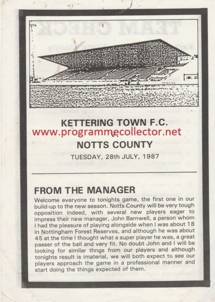 Kettering Town v Notts County 28-Jul-1987