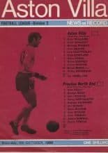 Aston Villa v Preston North End 04-Oct-1969