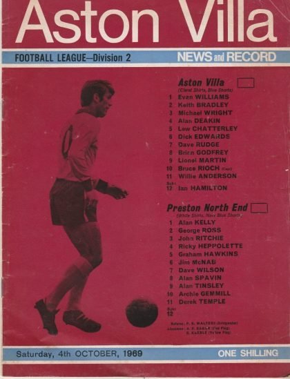 Aston Villa v Preston North End 04-Oct-1969