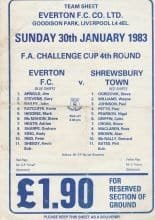 Everton v Shrewsbury Town 30-Jan-1983