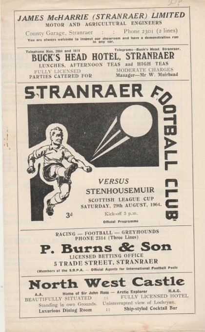 Stranraer v Stenhousemuir 29-Aug-1964