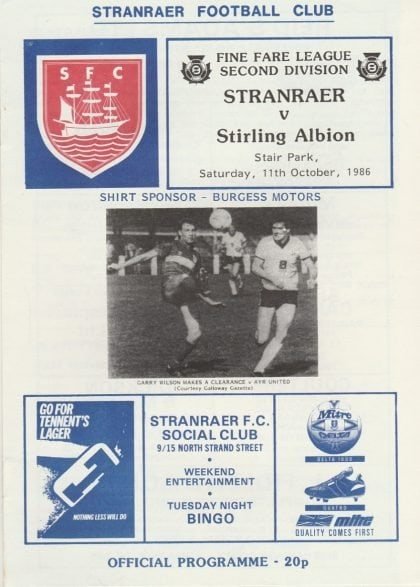 Stranraer v Stirling Albion 11-Oct-1986