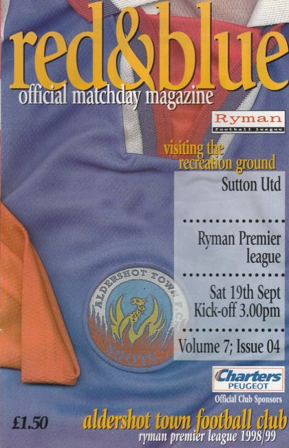 Aldershot Town v Sutton United  19-Sep-1998