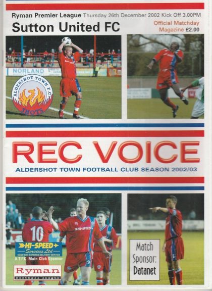 Aldershot Town v Sutton United  26-Dec-2002