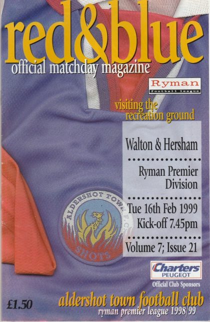 Aldershot Town v Walton & Hersham   16-Feb-1999