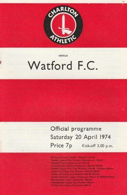 Charlton Athletic v Watford 20-Apr-1974
