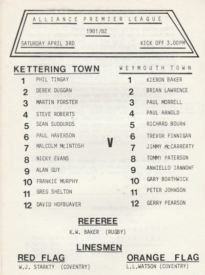 Kettering Town v Weymouth 03-Apr-1982