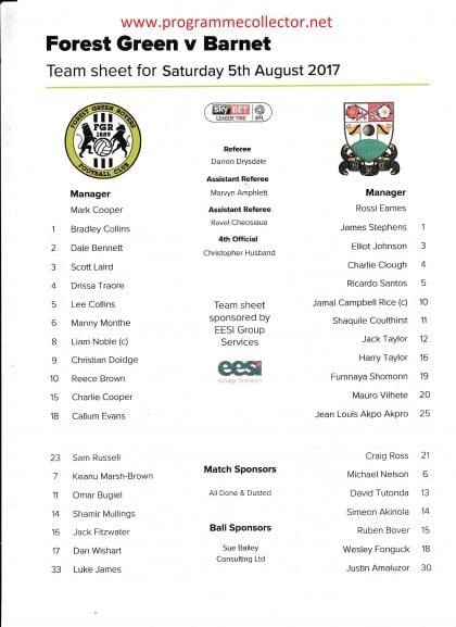 Forest Green Rovers v Barnet  05-Aug-2017