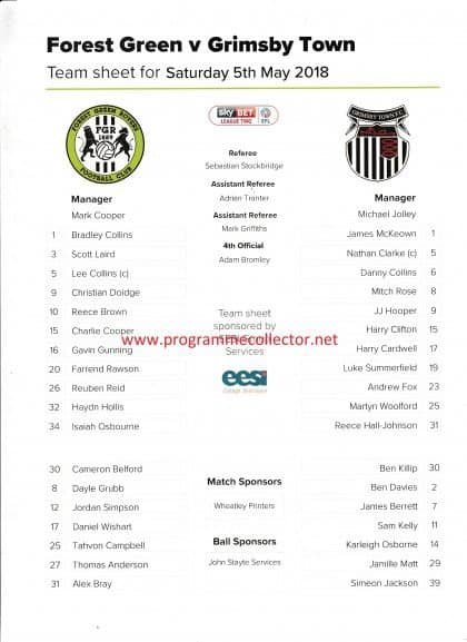 Forest Green Rovers v Grimsby Town  05-May-2018