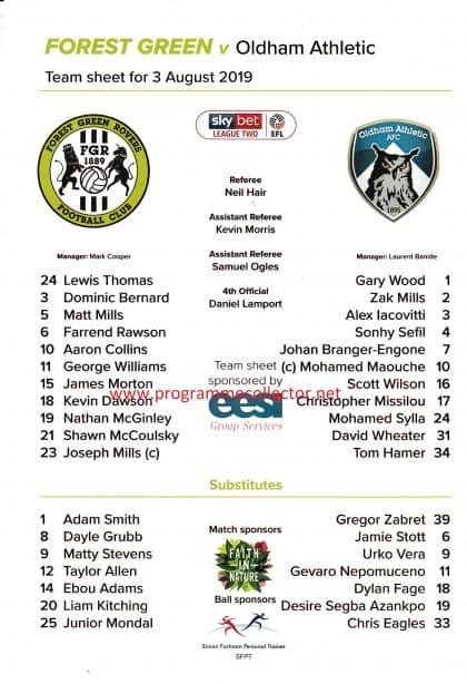 Forest Green Rovers v Oldham Athletic 03-Aug-2019