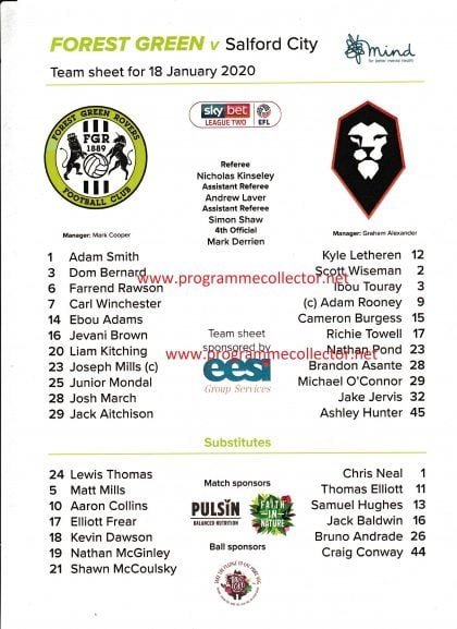 Forest Green Rovers v Salford City 18-Jan-2020