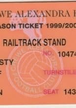 Crewe Alexandra Season ticket card 1999-00