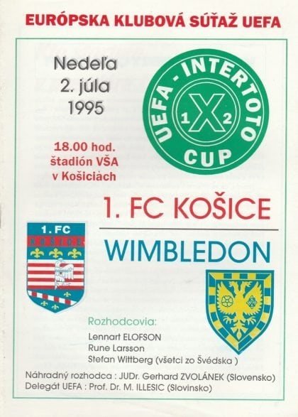 1.FC Kosice v Wimbledon 02-Jul-1995
