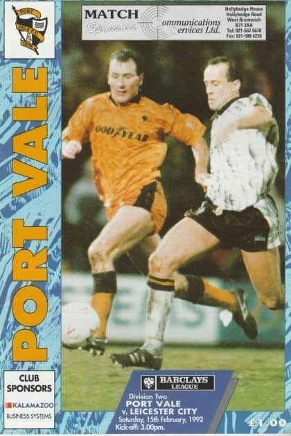 Port Vale v Leicester City  15-Feb-1992