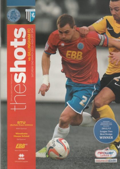 Aldershot Town v Gillingham  02-Mar-2013