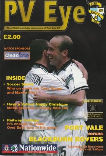 Port Vale v Blackburn Rovers 04-Dec-1999