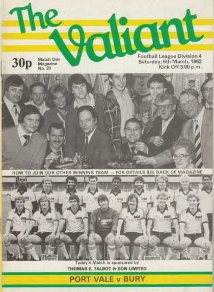 Port Vale v Bury 06-Mar-1982