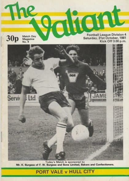 Port Vale v Hull City 31-Oct-1981