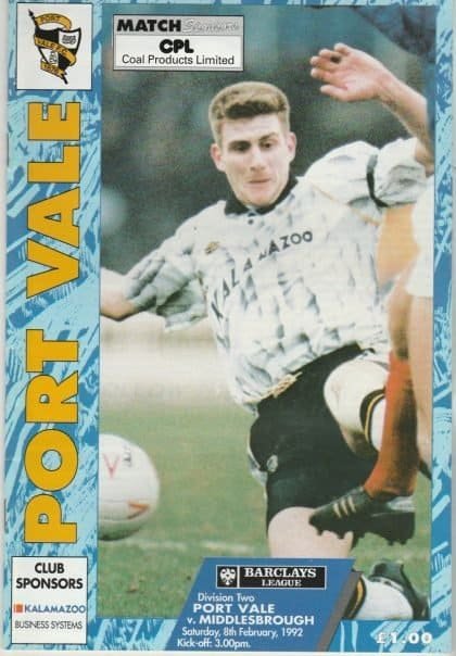 Port Vale v Middlesbrough 08-Feb-1992