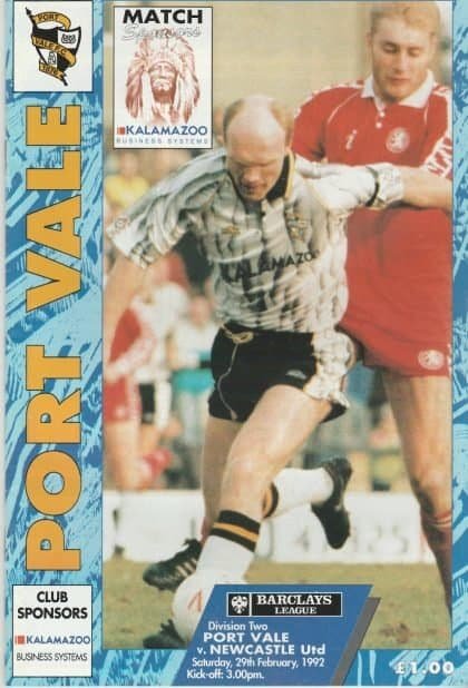 Port Vale v Newcastle United 25-Feb-1992