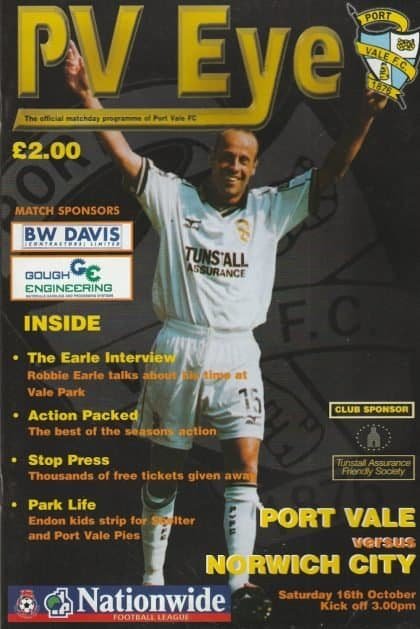 Port Vale v Norwich City 16-Oct-1999