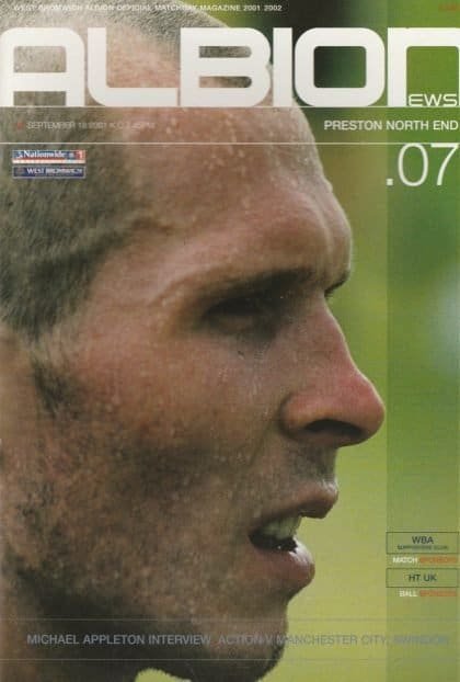 West Bromwich Albion v Preston North End  18-Sep-2001