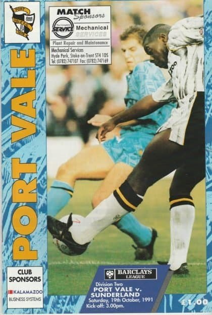 Port Vale v Sunderland 19-Oct-1991