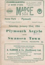 Plymouth Argyle v Swansea Town 23-Jan-1954