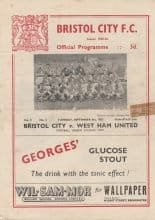 Bristol City v West Ham United  06-Sep-1955